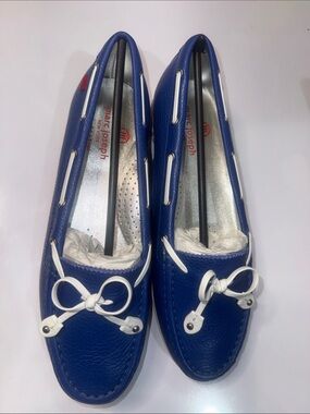 Marc Joseph New York Cypress Hill Gold Shows Leather blue and White Women's 9